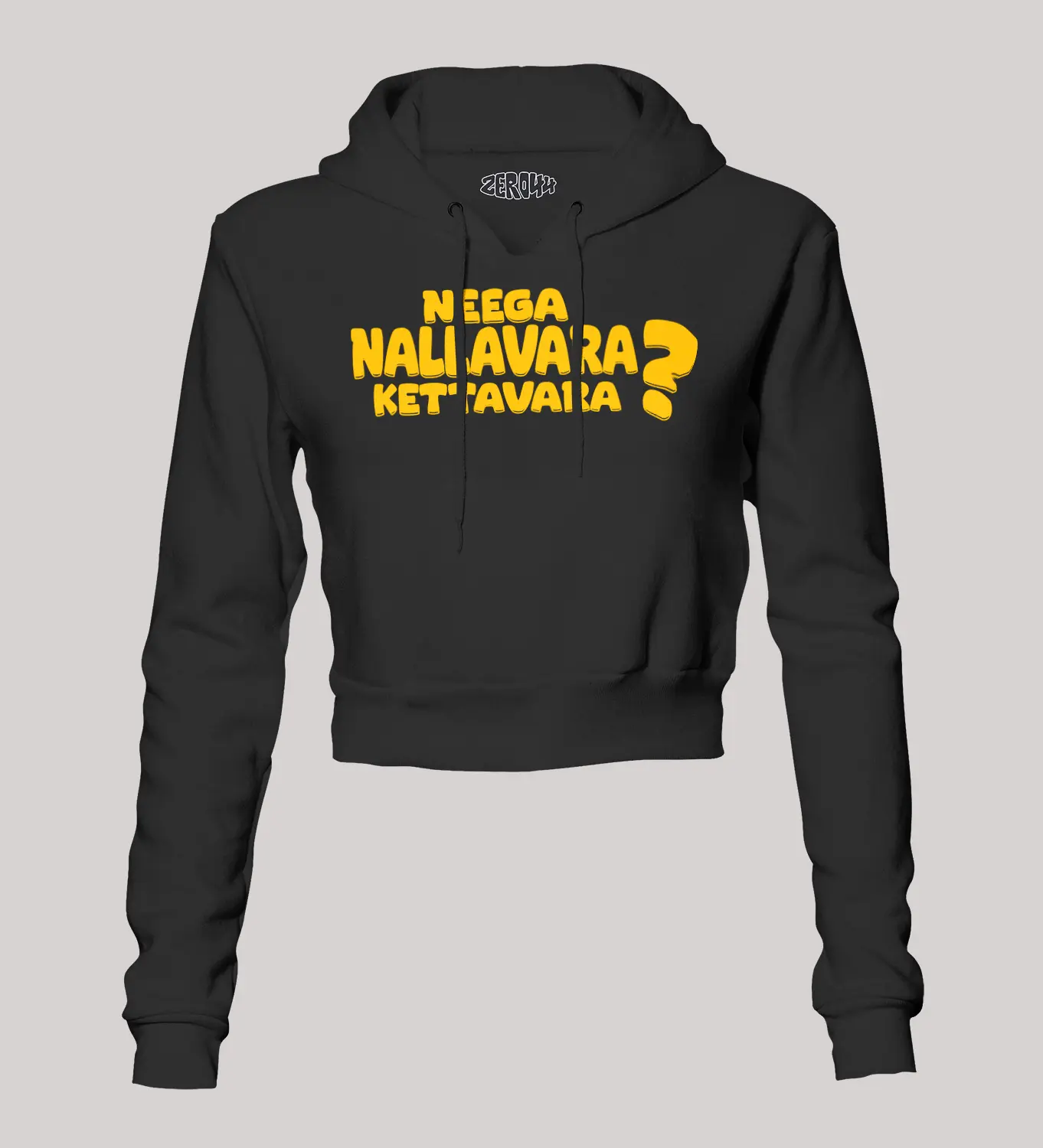 Neega Nallavara Kettavara Women's Crop Hoodies in Black Color