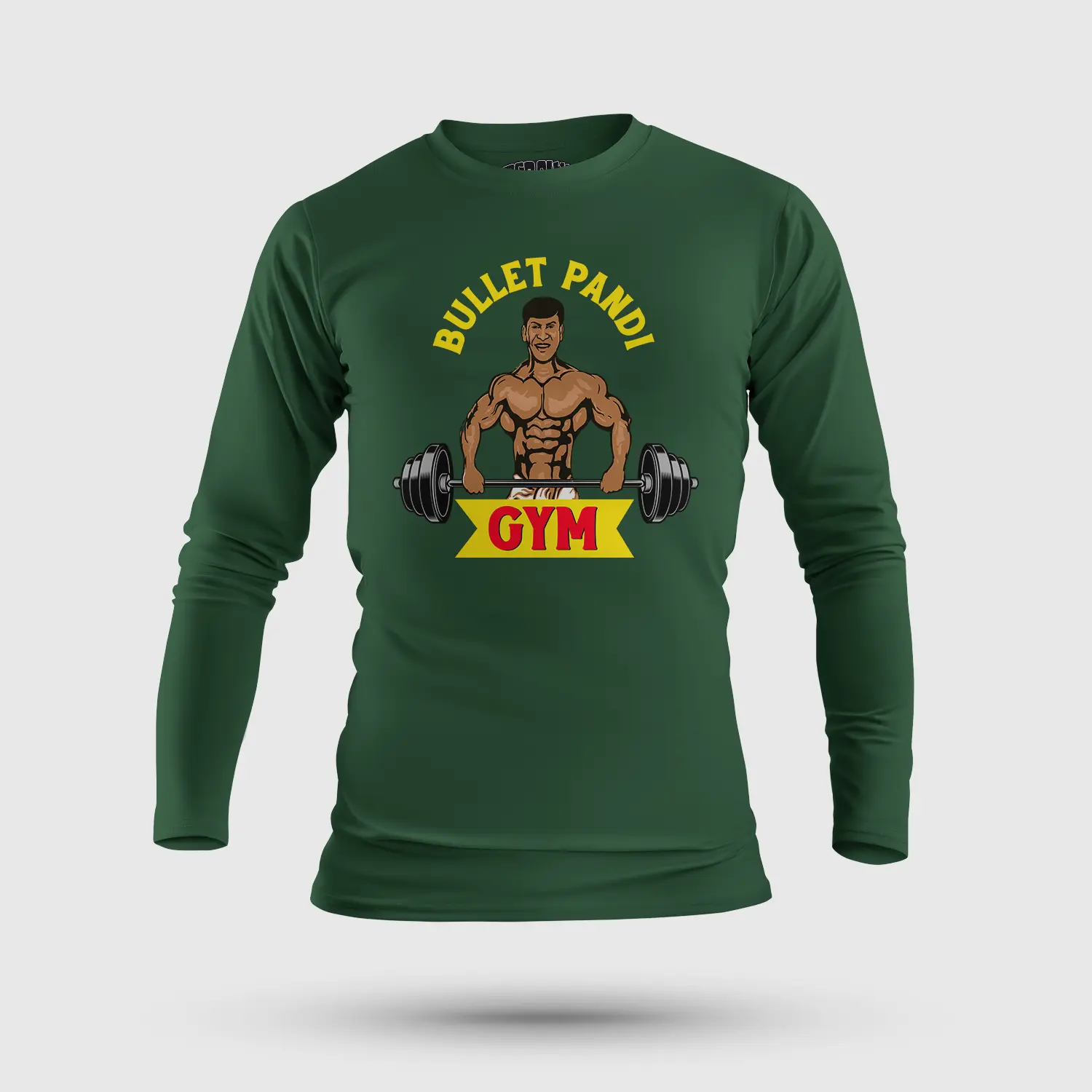 Bullet Pandi Gym Men/Unisex Long Sleeve T-Shirt in Bottle Green Color