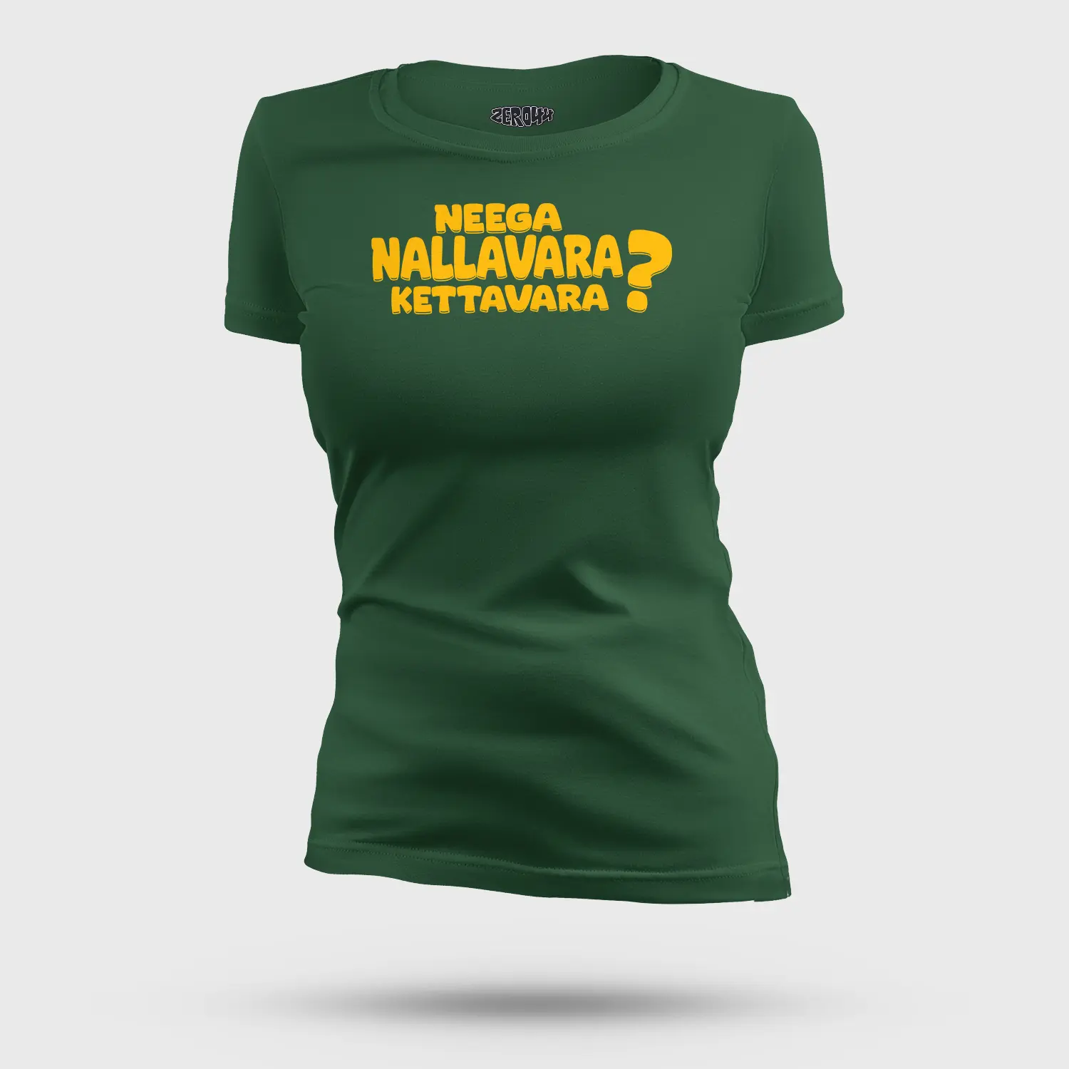 Neega Nallavara Kettavara Women's T-Shirt in Bottle Green Color
