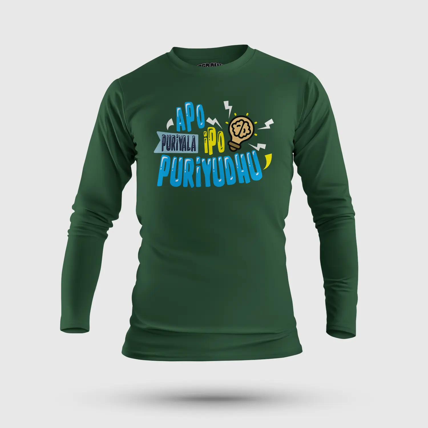 Apo Puriyala, Ipo Puriyudhu Men/Unisex Long Sleeve T-Shirt in Bottle Green Color