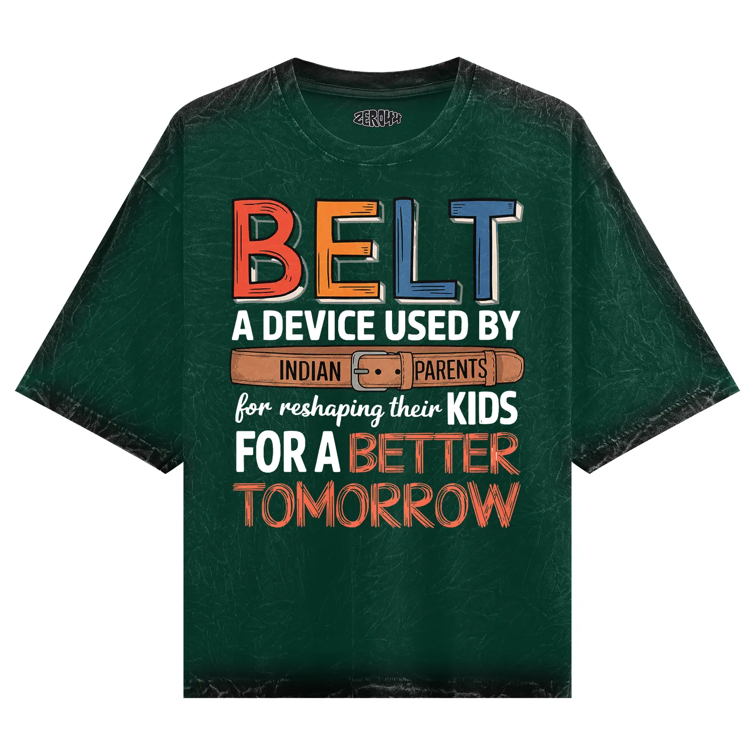 Belt A Device Dark Men/Unisex Acid Wash Oversized T-Shirt in Bottle Green Color