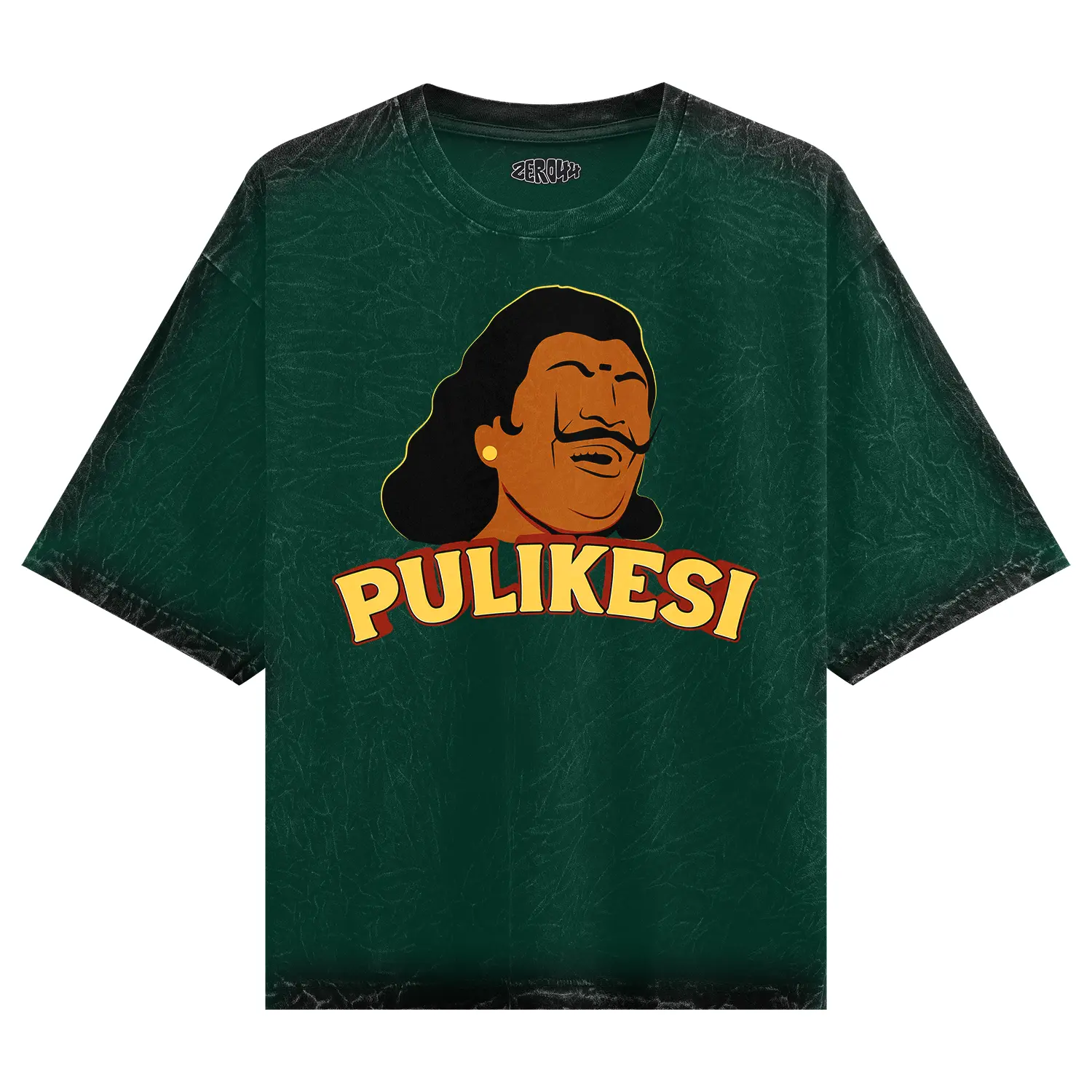 Pulikesi Men/Unisex Acid Wash Oversized T-Shirt in Bottle Green Color