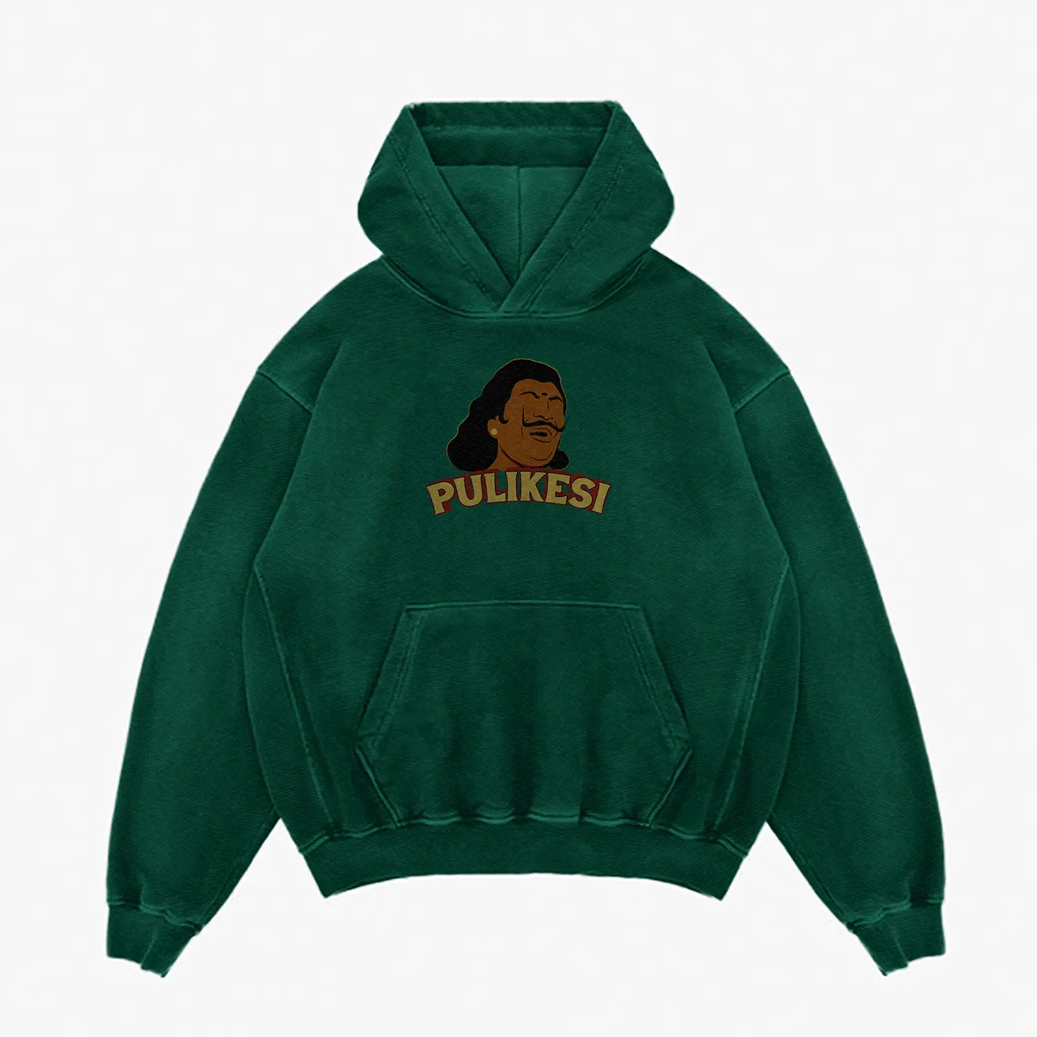 Pulikesi Men/Unisex Acid Wash Hoodie in Bottle Green Color