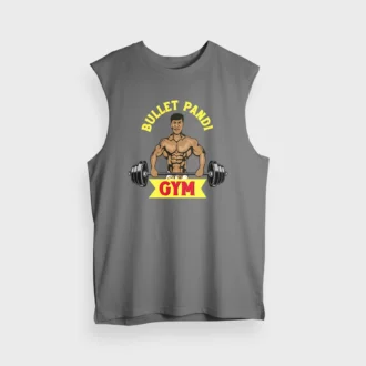Bullet Pandi Gym Men/Unisex Tank Top in Charcoal Melange Color