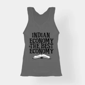 Indian Economy Is The Best Economy Women's Tank Top in Charcoal Melange Color