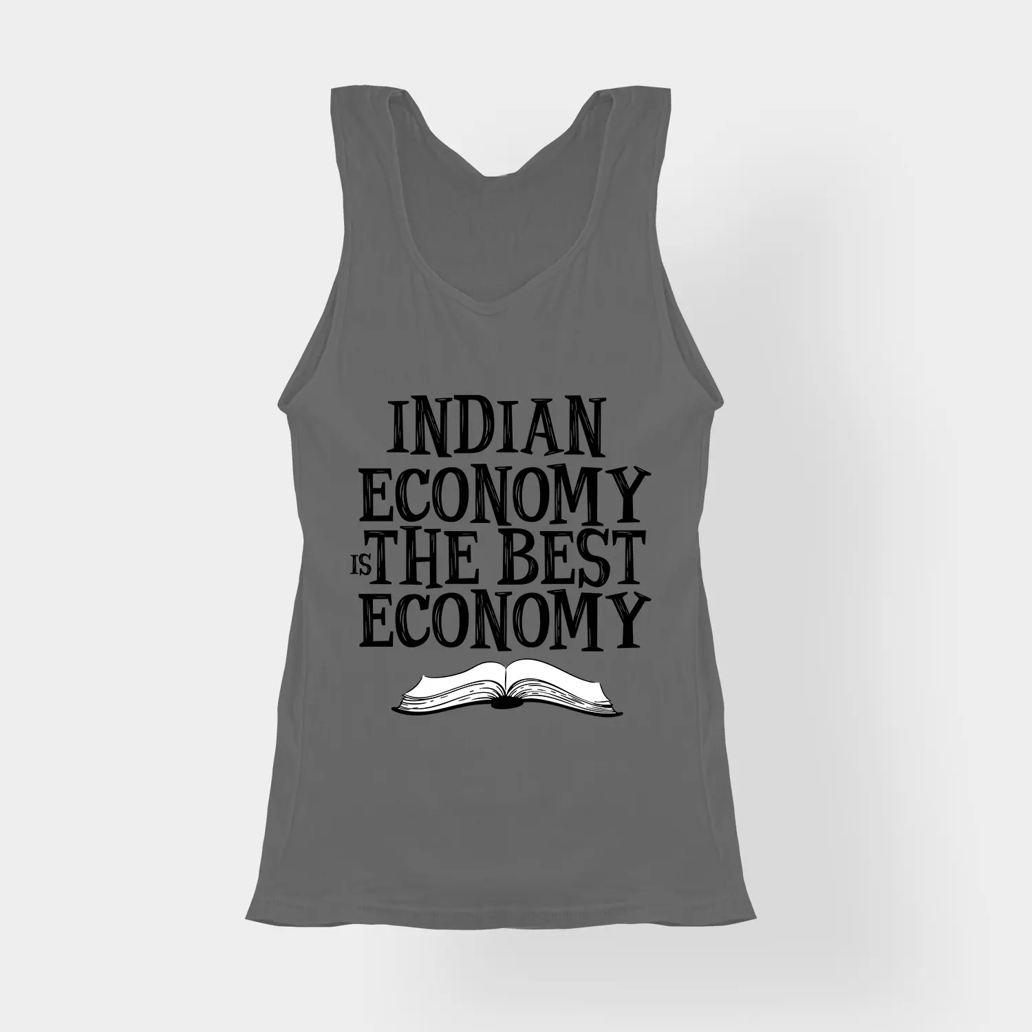 Indian Economy Is The Best Economy Women's Tank Top in Charcoal Melange Color