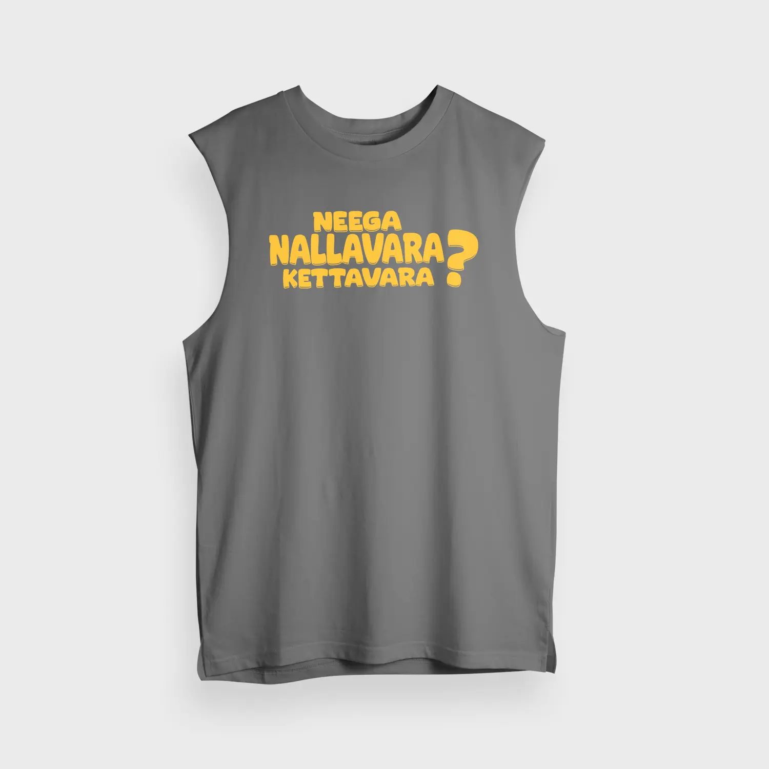 Neega Nallavara Kettavara Men/Unisex Tank Top in Charcoal Melange Color