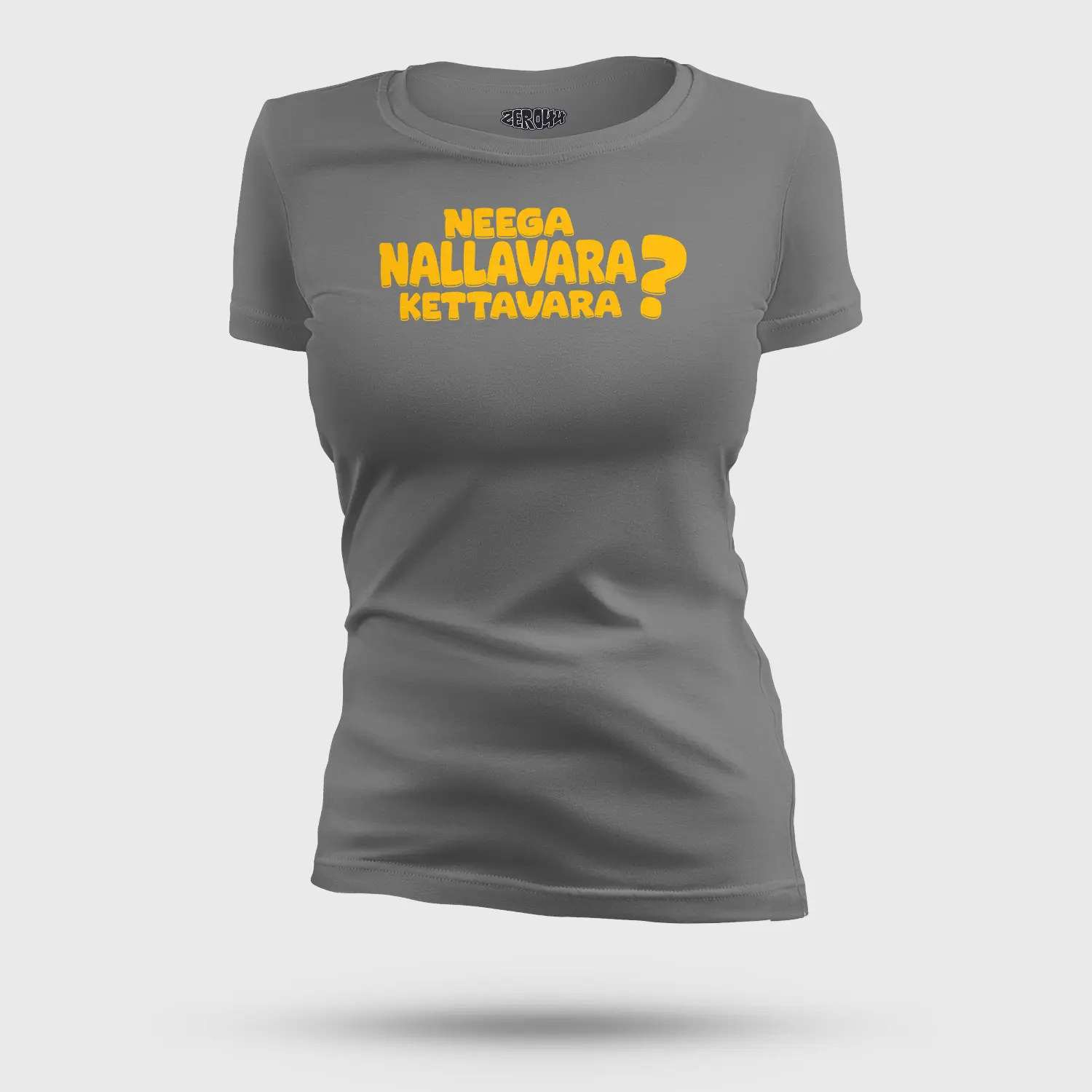 Neega Nallavara Kettavara Women's T-Shirt in Charcoal Melange Color