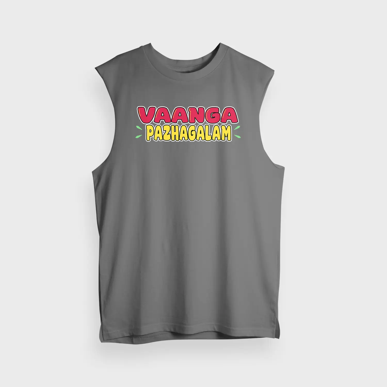Vaanga Pazhagalam Men/Unisex Tank Top in Charcoal Melange Color