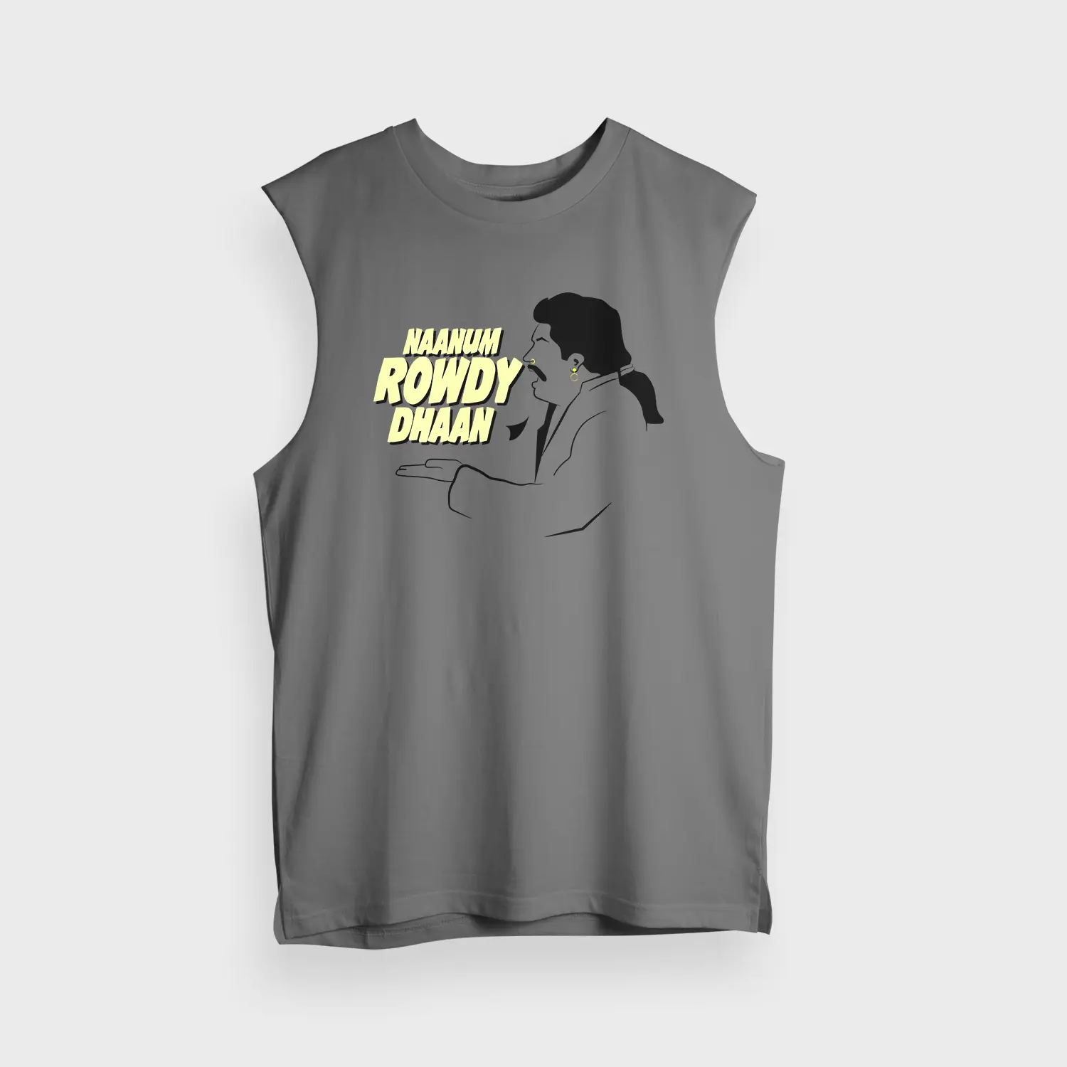 Naanum Rowdy Dhaan Men/Unisex Tank Top in Charcoal Melange Color