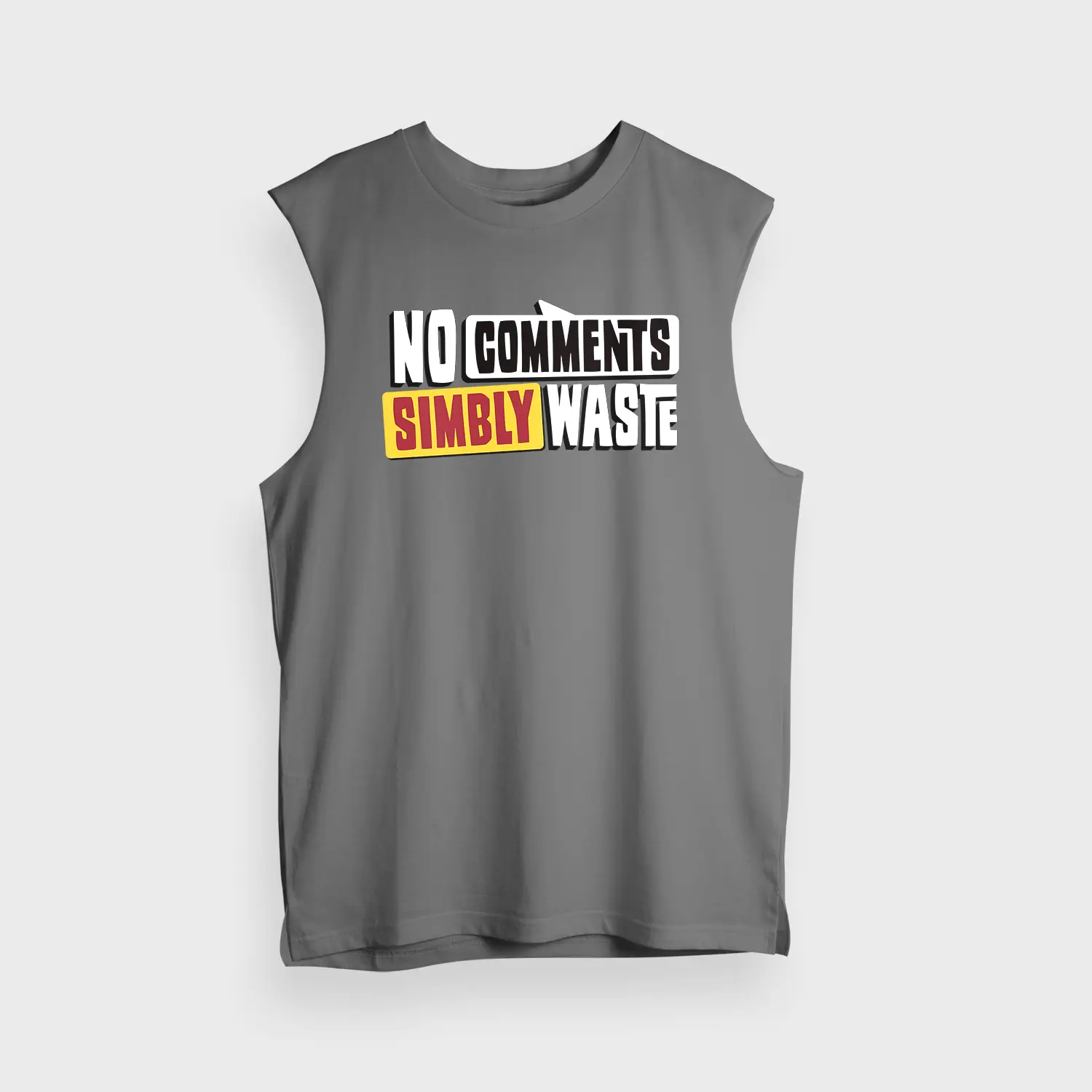 No Comments Simbly Waste Men/Unisex Tank Top in Charcoal Melange Color