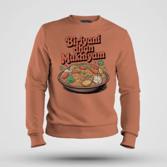 Biriyani Dhan Mukhiyam Veg Men/Unisex Sweatshirt in Coral Color