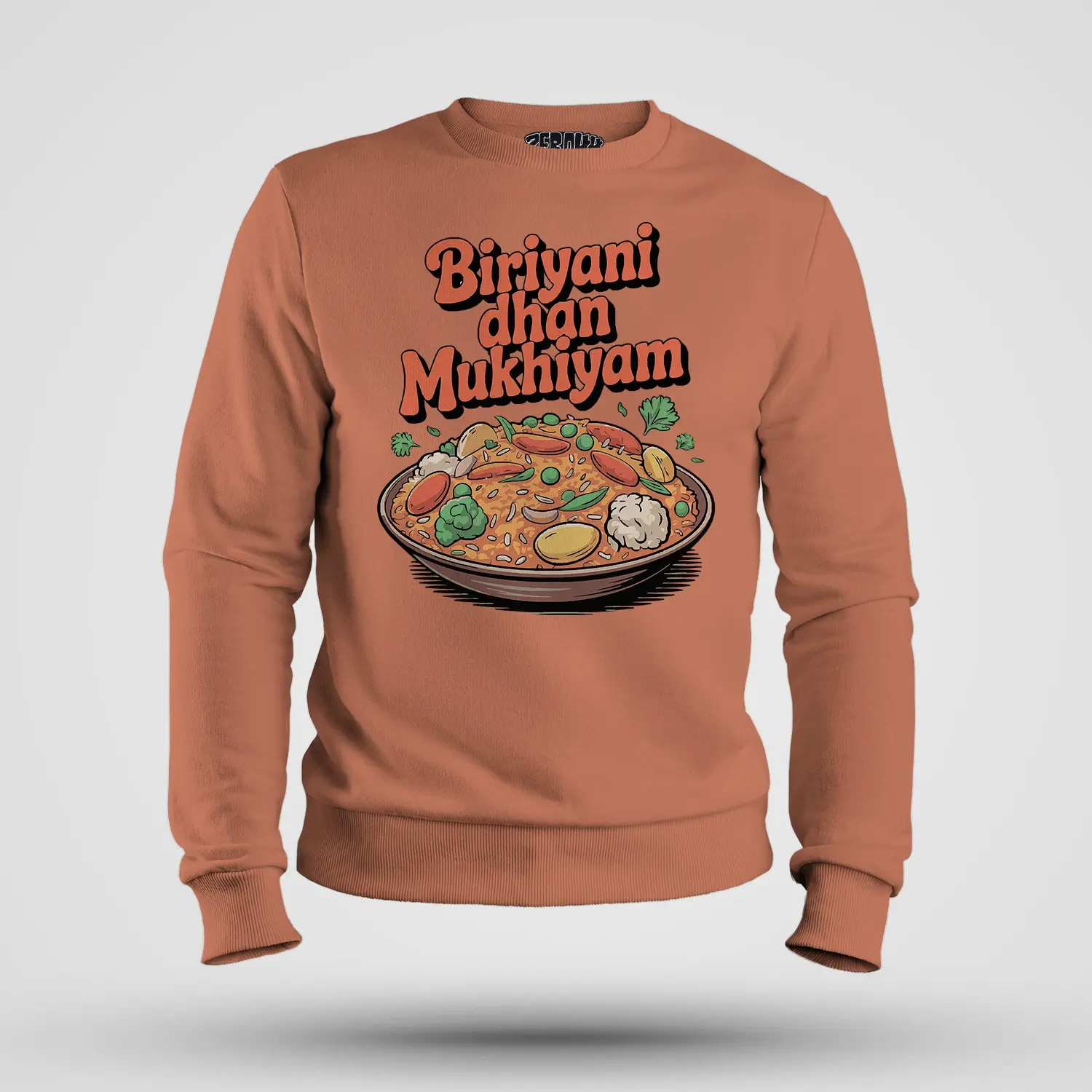 Biriyani Dhan Mukhiyam Veg Men/Unisex Sweatshirt in Coral Color