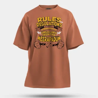 Rules And Regulations Yengalukkilla, Ungaluku Iruntha Meerapadum Men/Unisex Oversized T-Shirt in Coral Color