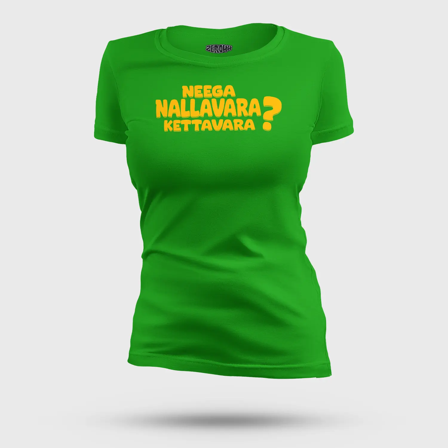 Neega Nallavara Kettavara Women's T-Shirt in Flag Green Color
