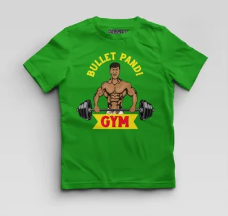 Bullet Pandi Gym Boys Round Neck T-Shirt in Flag Green Color