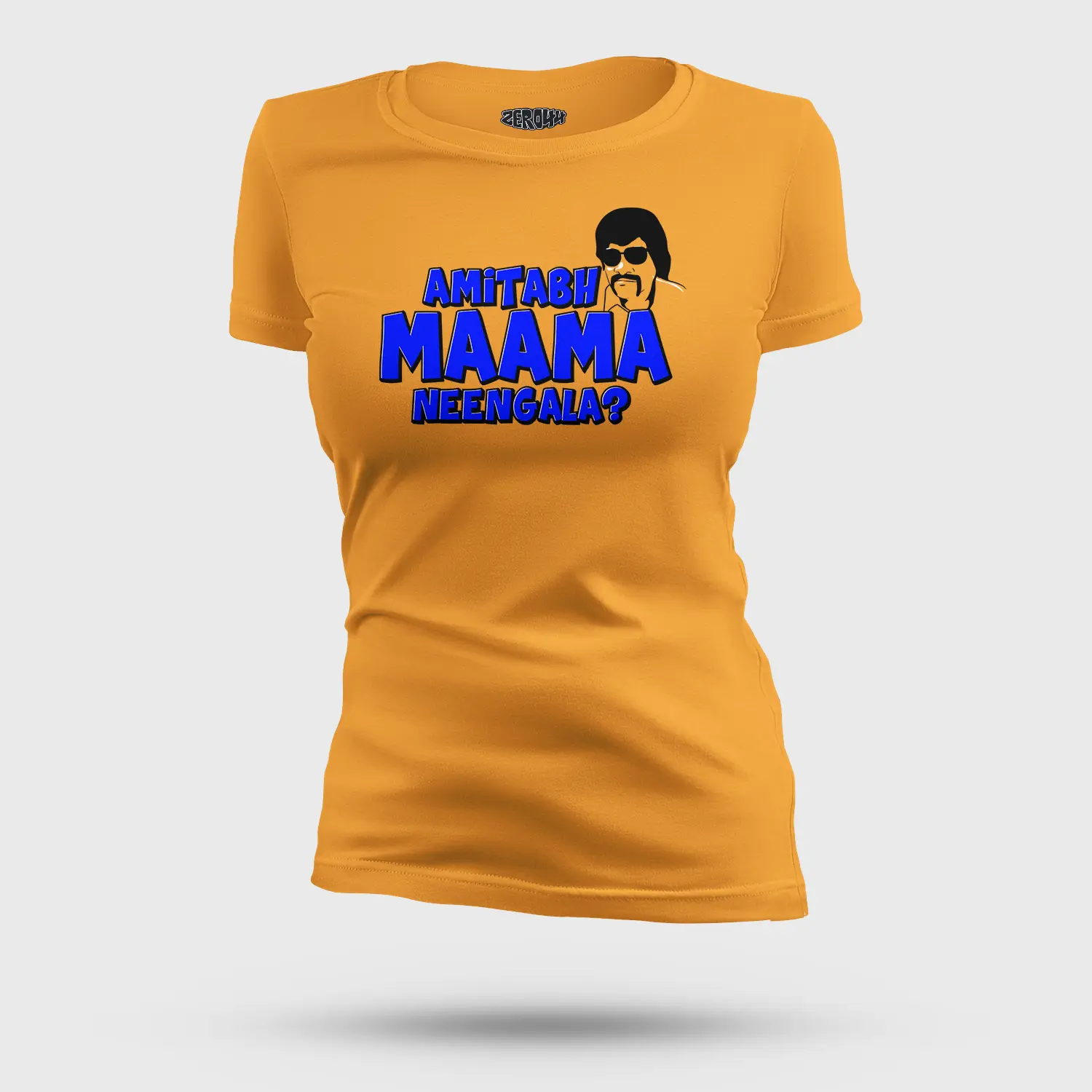 Amitabh Maama Neengala Women's T-Shirt in Golden Yellow Color