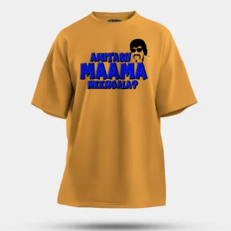 Amitabh Maama Neengala Men/Unisex Oversized T-Shirt in Golden Yellow Color