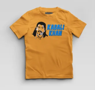 Kabali Khan Boys Round Neck T-Shirt in Golden Yellow Color