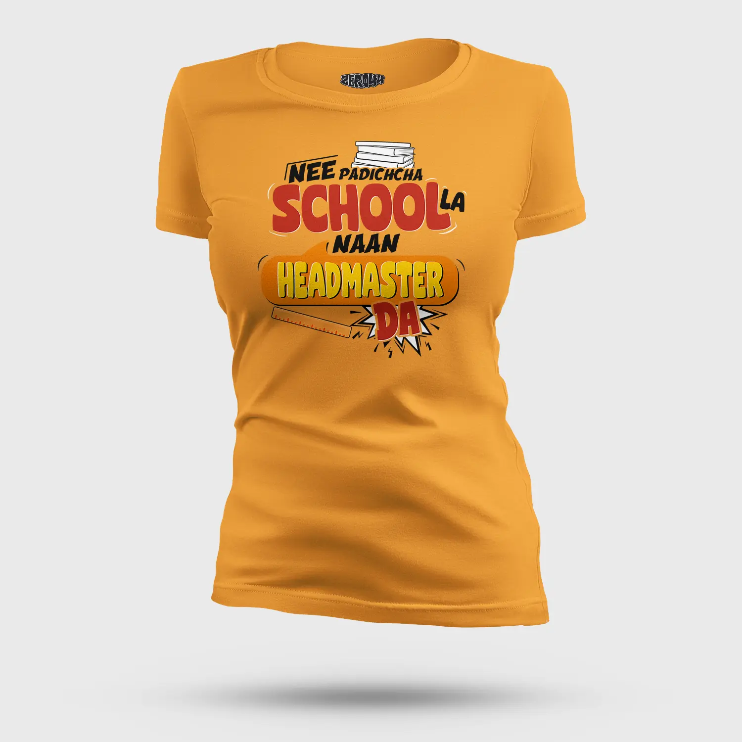 Nee Padicha School La Naan Headmaster Da Women's T-Shirt in Golden Yellow Color