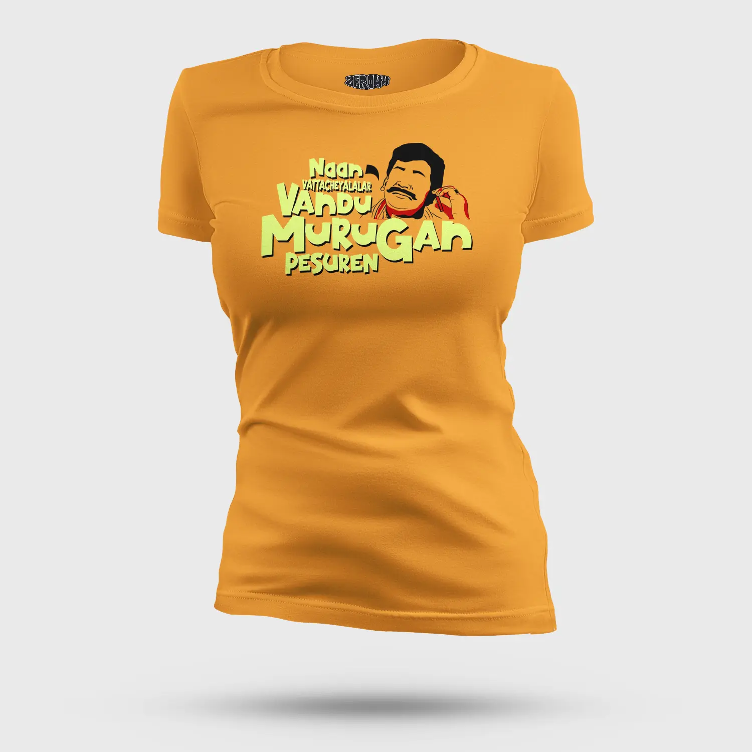 Naan Vattacheyalalar Vandu Murugan Pesuren Women's T-Shirt in Golden Yellow Color
