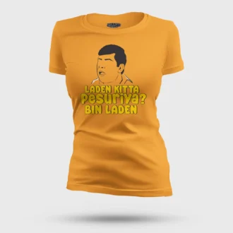 Laden Kitta Pesuriya, Bin Laden Women's T-Shirt in Golden Yellow Color