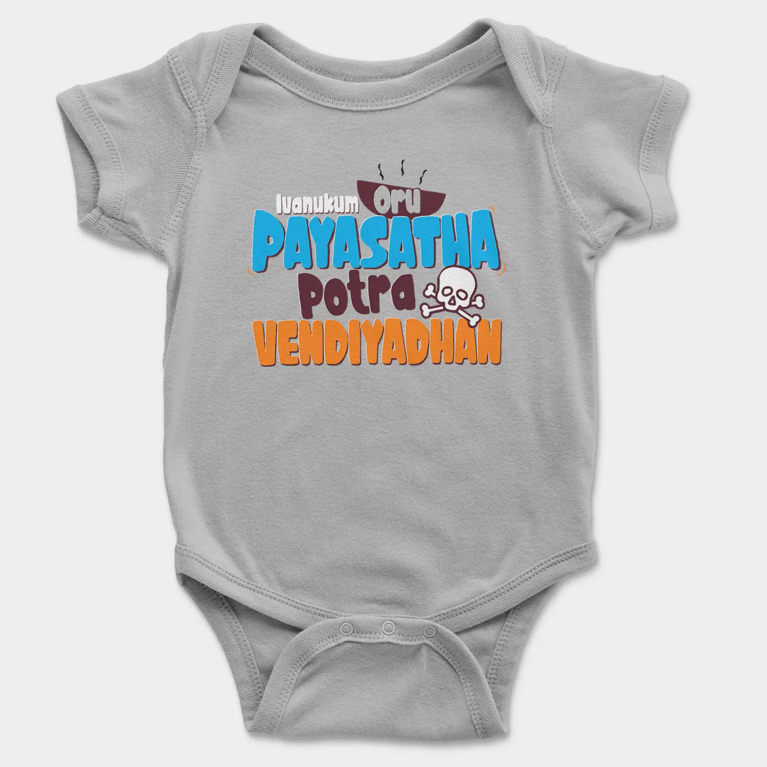 Ivanukum Oru Payasatha Potra Vendiyadhan Onesie/Romper in Grey Melange Color