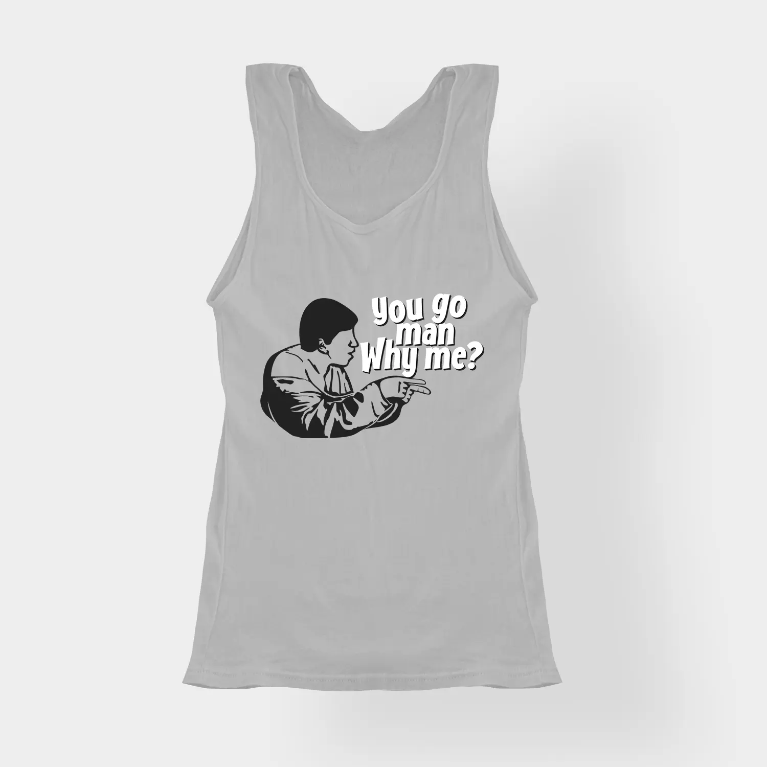 You Go Man, Why Me Women's Tank Top in Grey Melange Color