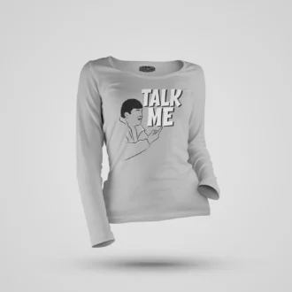 Talk Me Women's Long Sleeve T-Shirt in Grey Melange Color