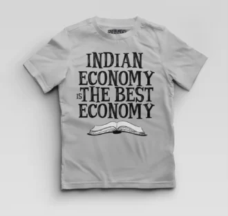 Indian Economy Is The Best Economy Boys Round Neck T-Shirt in Grey Melange Color