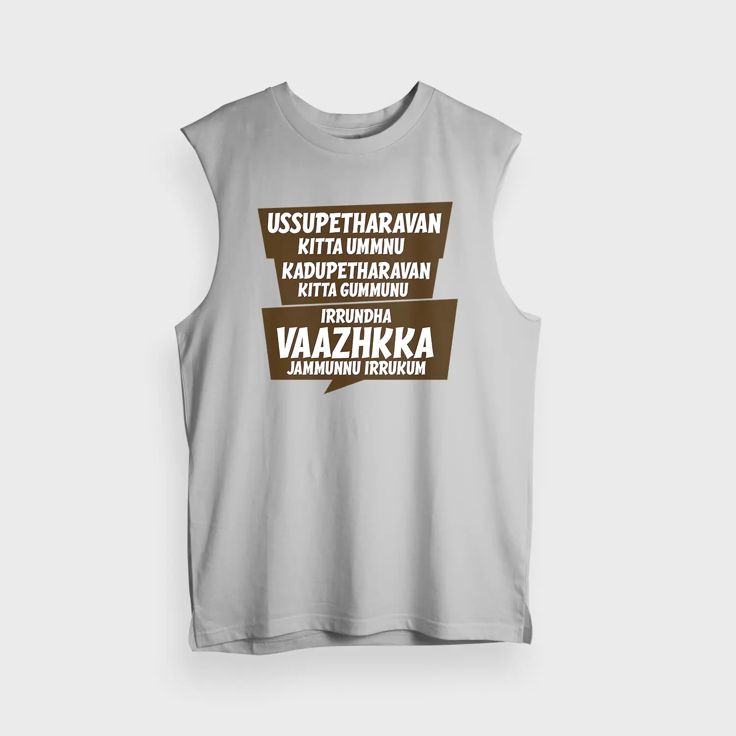 Ussupetharavan Kitta Ummnu, Kadupetharavan Kitta Gummunu Men/Unisex Tank Top in Grey Melange Color
