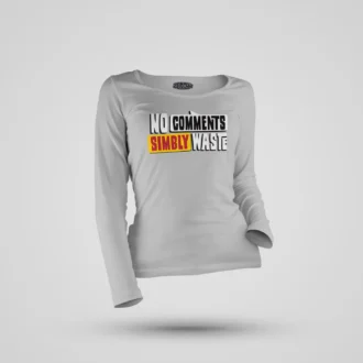 No Comments Simbly Waste Women's Long Sleeve T-Shirt in Grey Melange Color