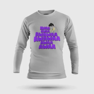 Awaa Awaa Awawaa Awawaa Awaa Awaa Men/Unisex Long Sleeve T-Shirt in Grey Melange Color
