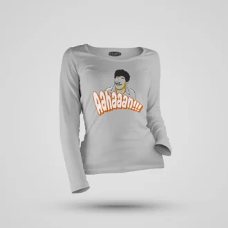 Aahaaan Women's Long Sleeve T-Shirt in Grey Melange Color