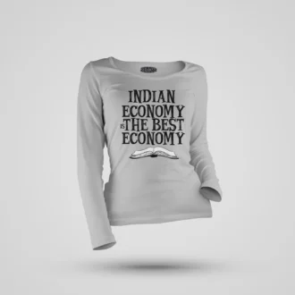 Indian Economy Is The Best Economy Women's Long Sleeve T-Shirt in Grey Melange Color