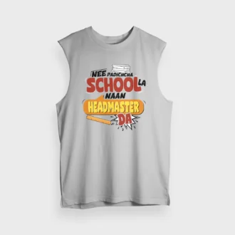 Nee Padicha School La Naan Headmaster Da Men/Unisex Tank Top in Grey Melange Color