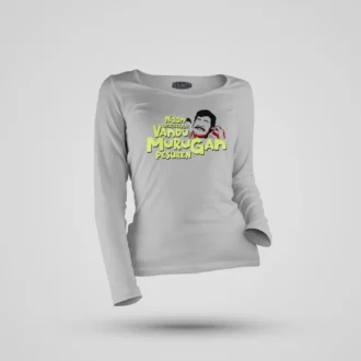 Naan Vattacheyalalar Vandu Murugan Pesuren Women's Long Sleeve T-Shirt in Grey Melange Color