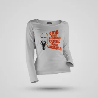 Ting Ting Tigaana, Tung Tung Tagaana Women's Long Sleeve T-Shirt in Grey Melange Color