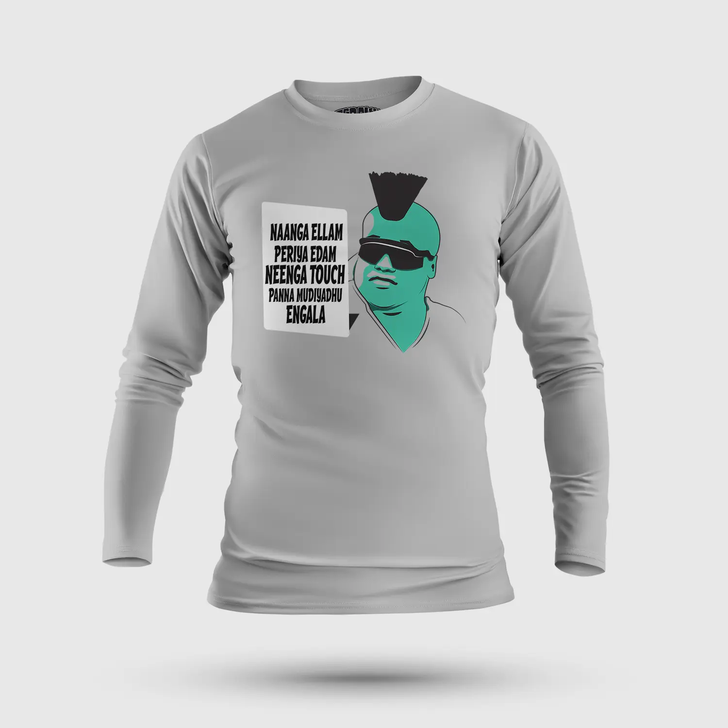 Naaga Ellam Paeriya Edam, Neenga Touch Panna Mudiyadhu Engala Men/Unisex Long Sleeve T-Shirt in Grey Melange Color