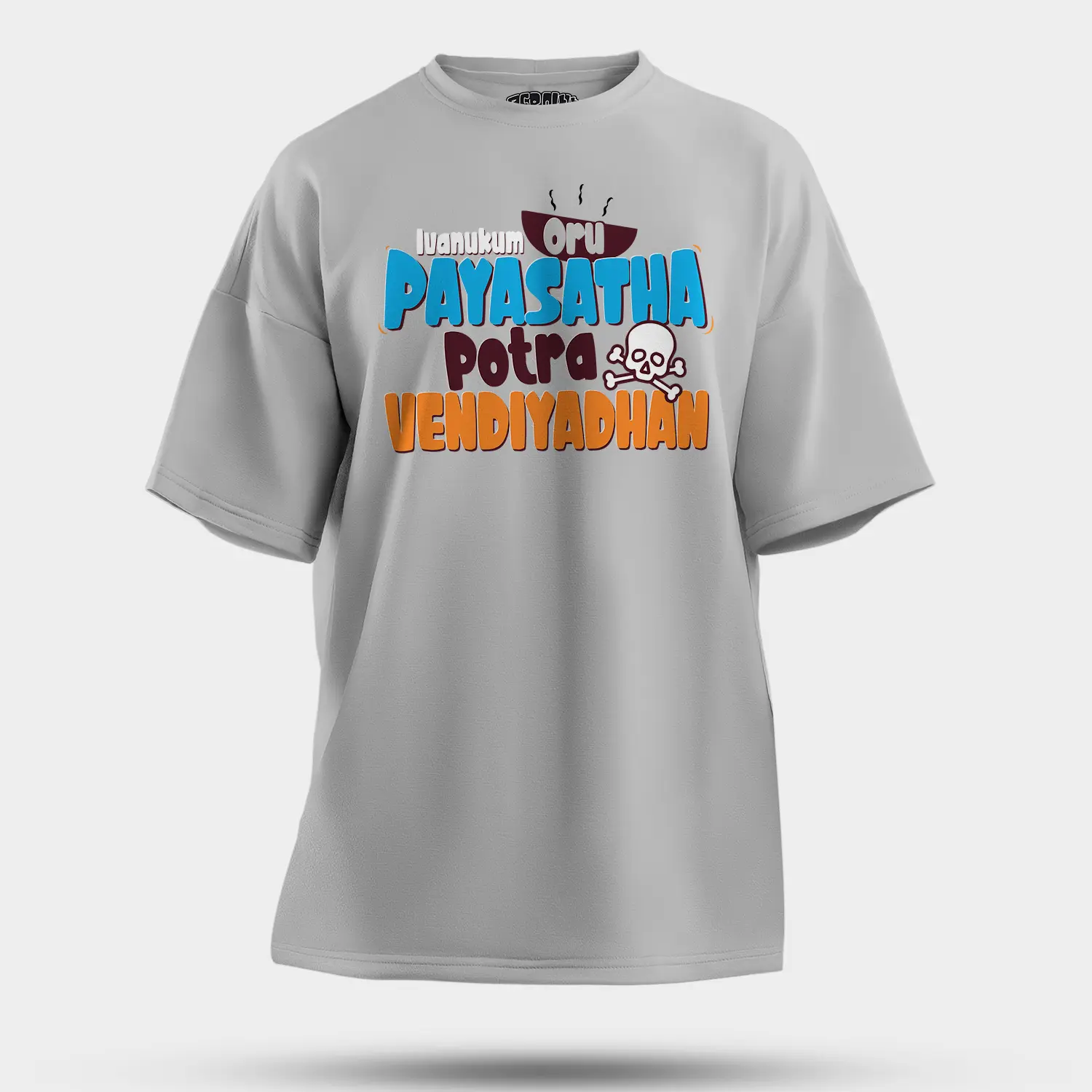 Ivanukum Oru Payasatha Potra Vendiyadhan Men/Unisex Oversized T-Shirt in Grey Melange Color