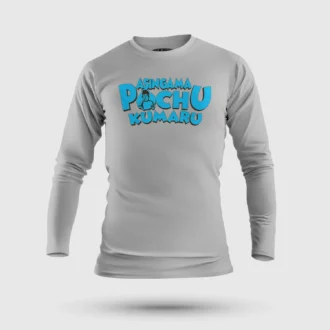 Asingama Pochu Kumaru Men/Unisex Long Sleeve T-Shirt in Grey Melange Color