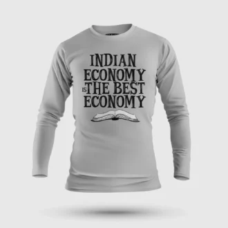 Indian Economy Is The Best Economy Men/Unisex Long Sleeve T-Shirt in Grey Melange Color