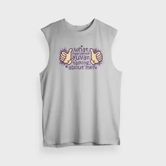 What Naansense Yuvar Talking Me Men/Unisex Tank Top in Grey Melange Color