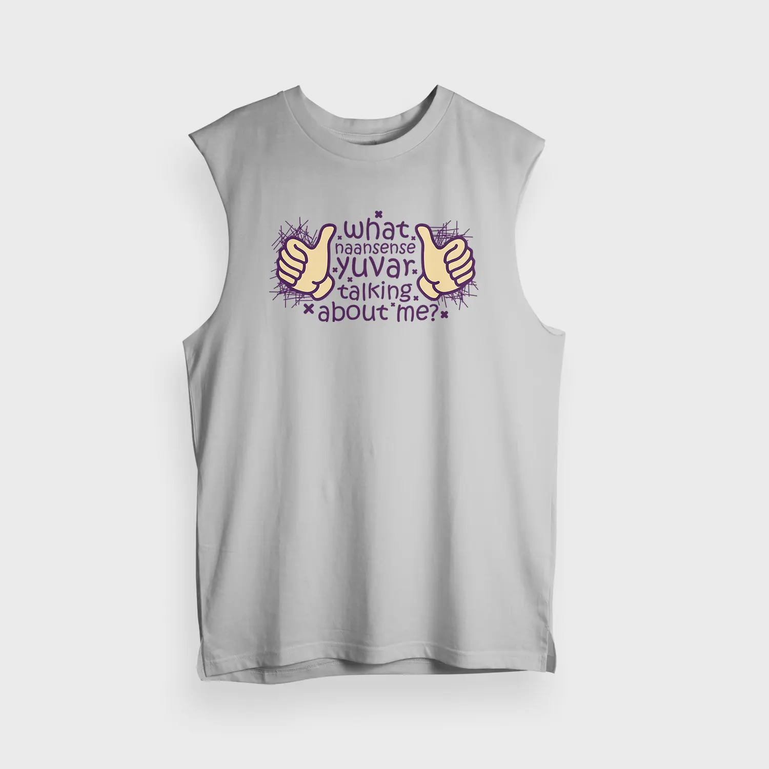 What Naansense Yuvar Talking Me Men/Unisex Tank Top in Grey Melange Color