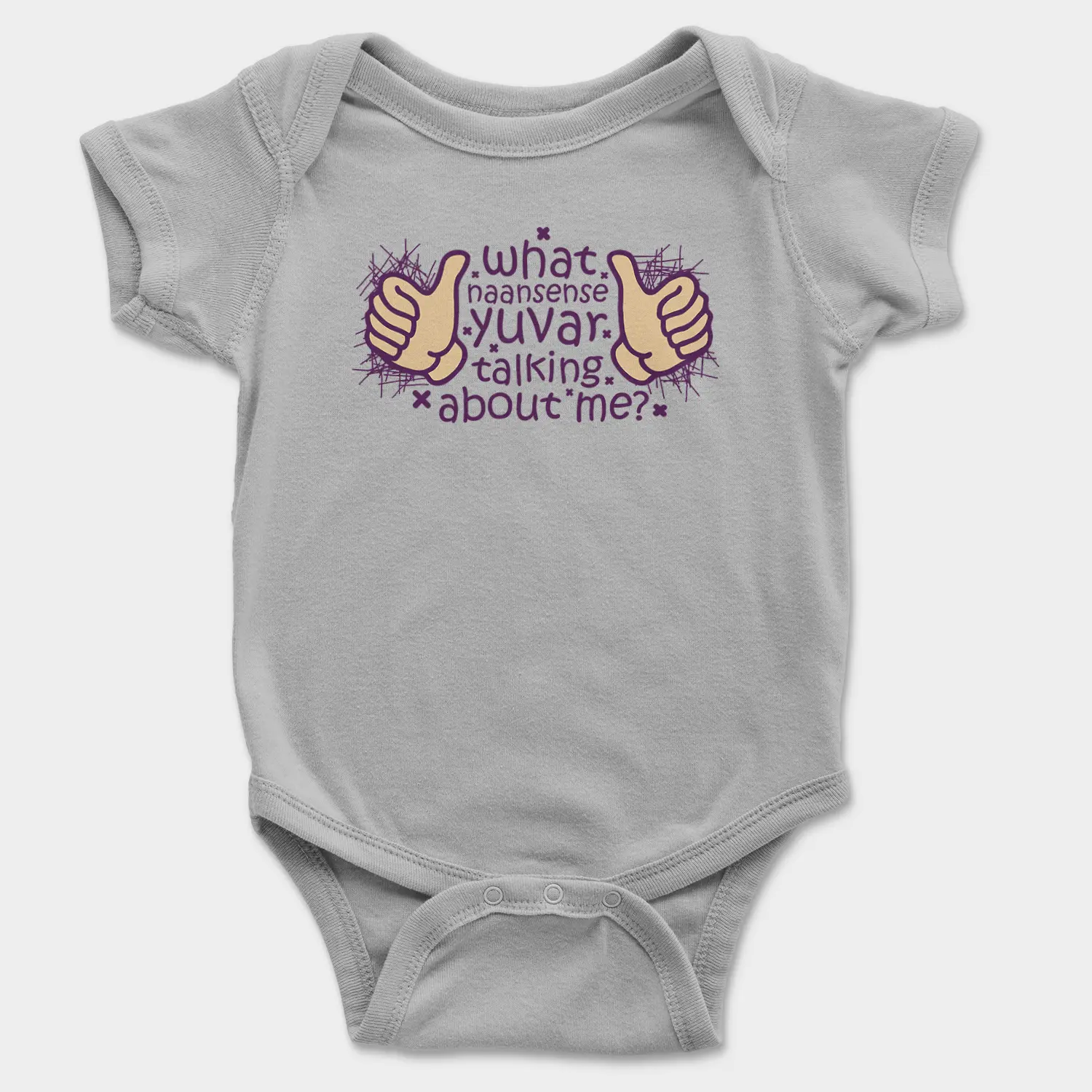 What Naansense Yuvar Talking Me Onesie/Romper in Grey Melange Color