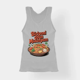 Biriyani Dhan Mukhiyam Veg Women's Tank Top in Grey Melange Color