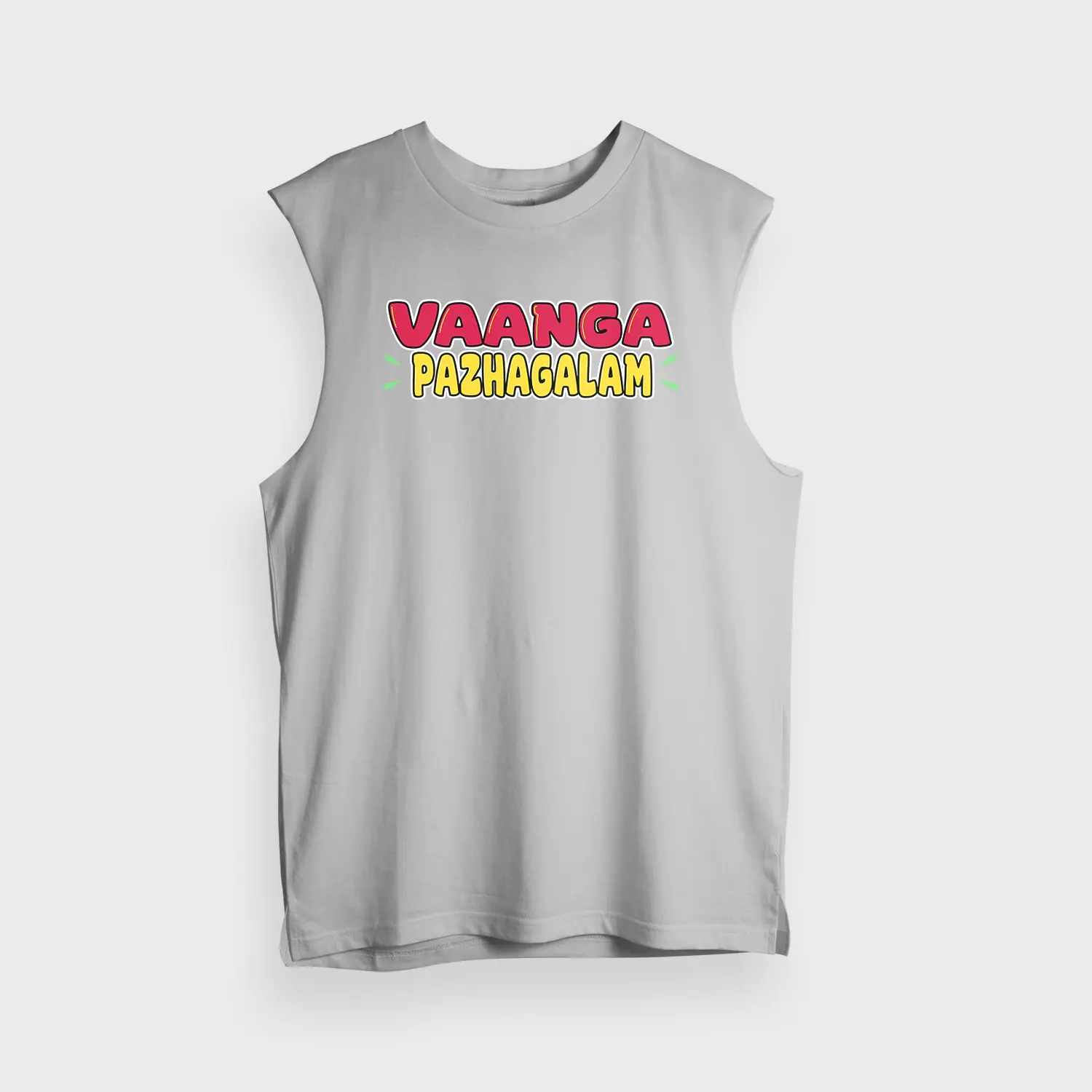 Vaanga Pazhagalam Men/Unisex Tank Top in Grey Melange Color