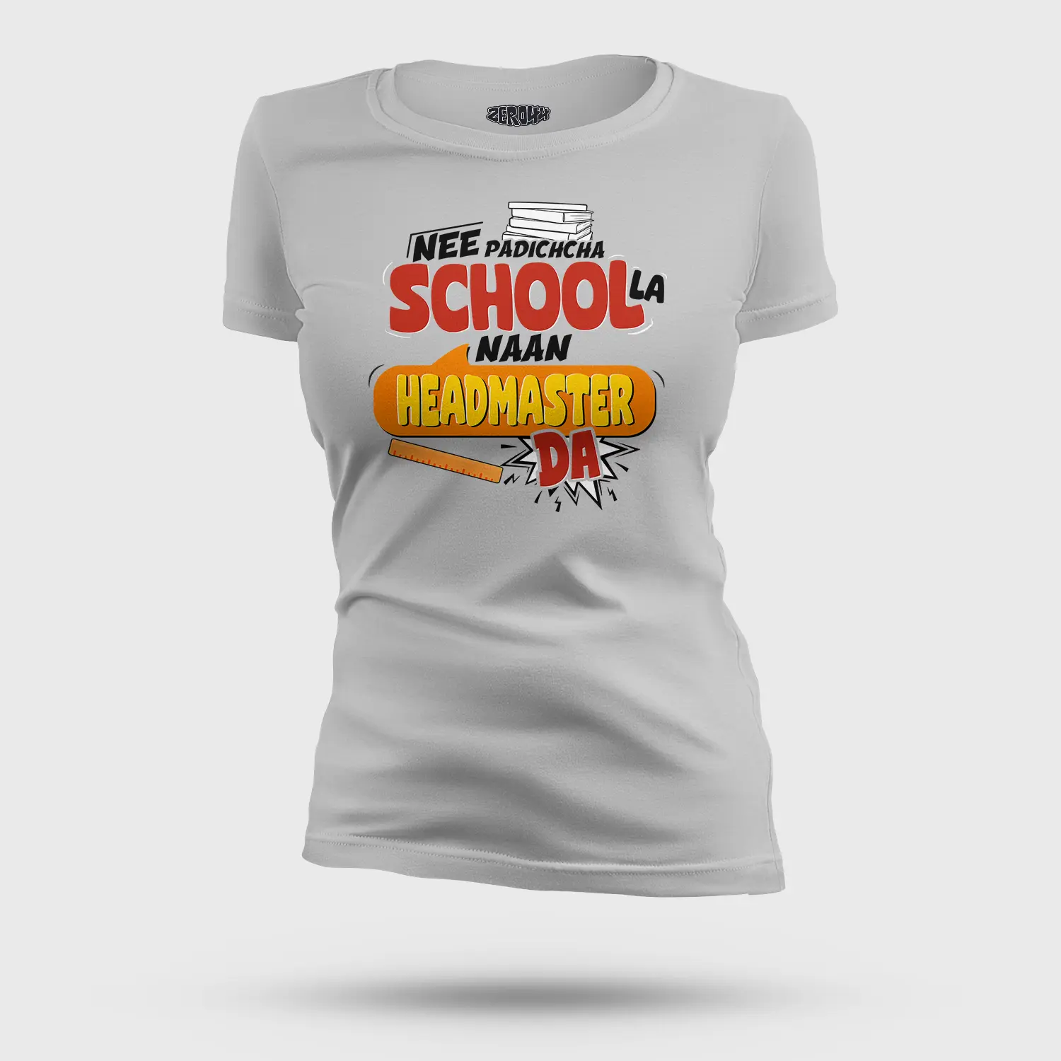 Nee Padicha School La Naan Headmaster Da Women's T-Shirt in Grey Melange Color