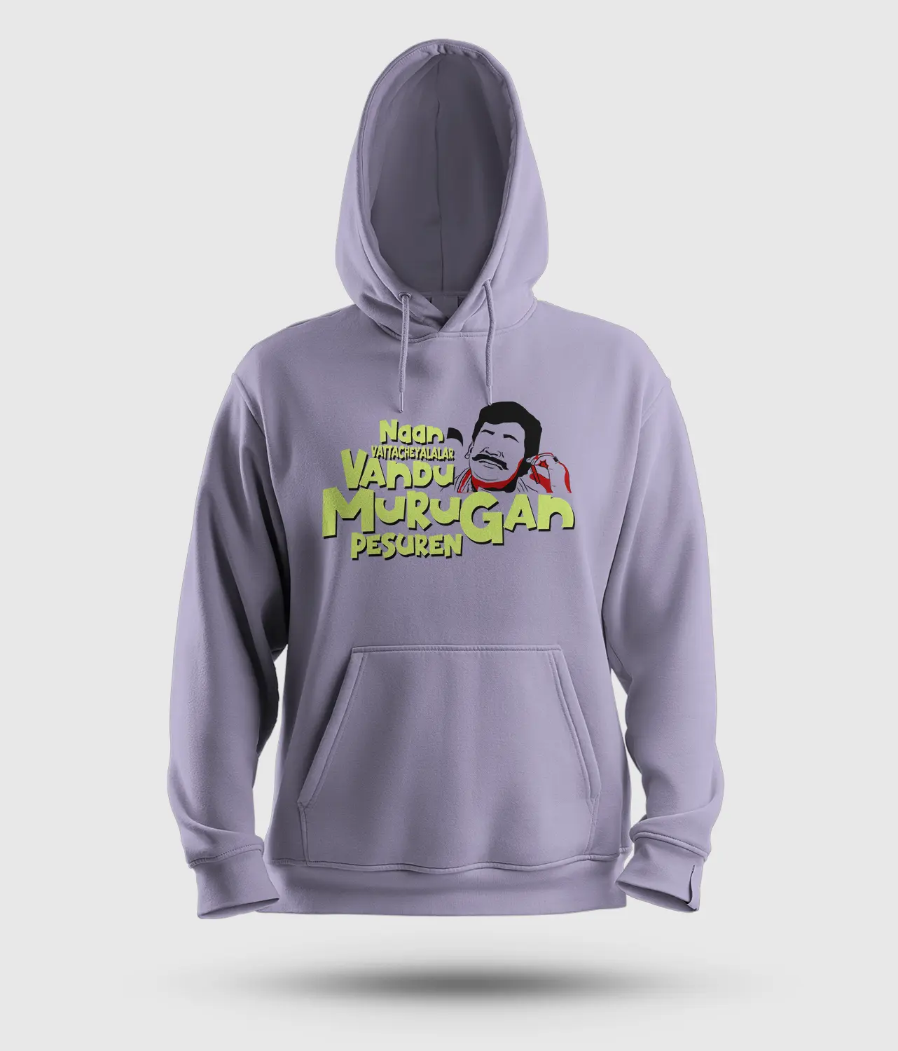 Naan Vattacheyalalar Vandu Murugan Pesuren Men/Unisex Hoodie in Lavender Color