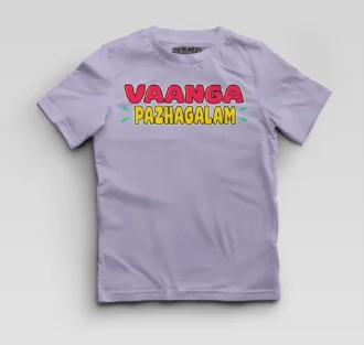 Vaanga Pazhagalam Boys Round Neck T-Shirt in Lavender Color
